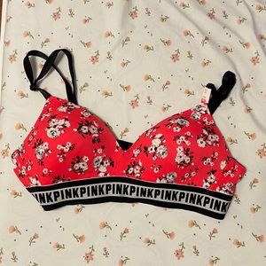Victoria’s Secret PINK Red Floral Wireless Bra